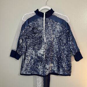 A Wish Come True Size Adult L Blue Sequin Dance Costume Hip Hop Jacket Pants